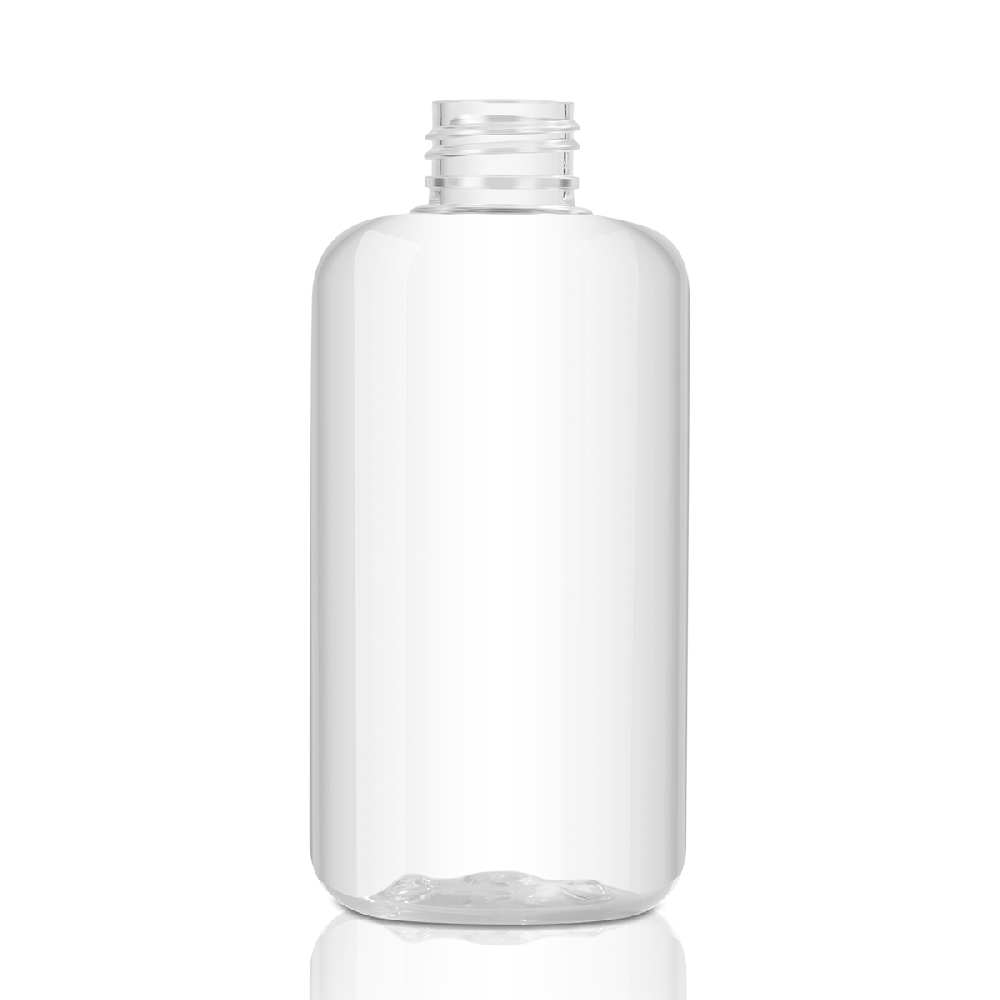 250ml PET Bostion round bottle for shampoo and plastic cosmetic packaging