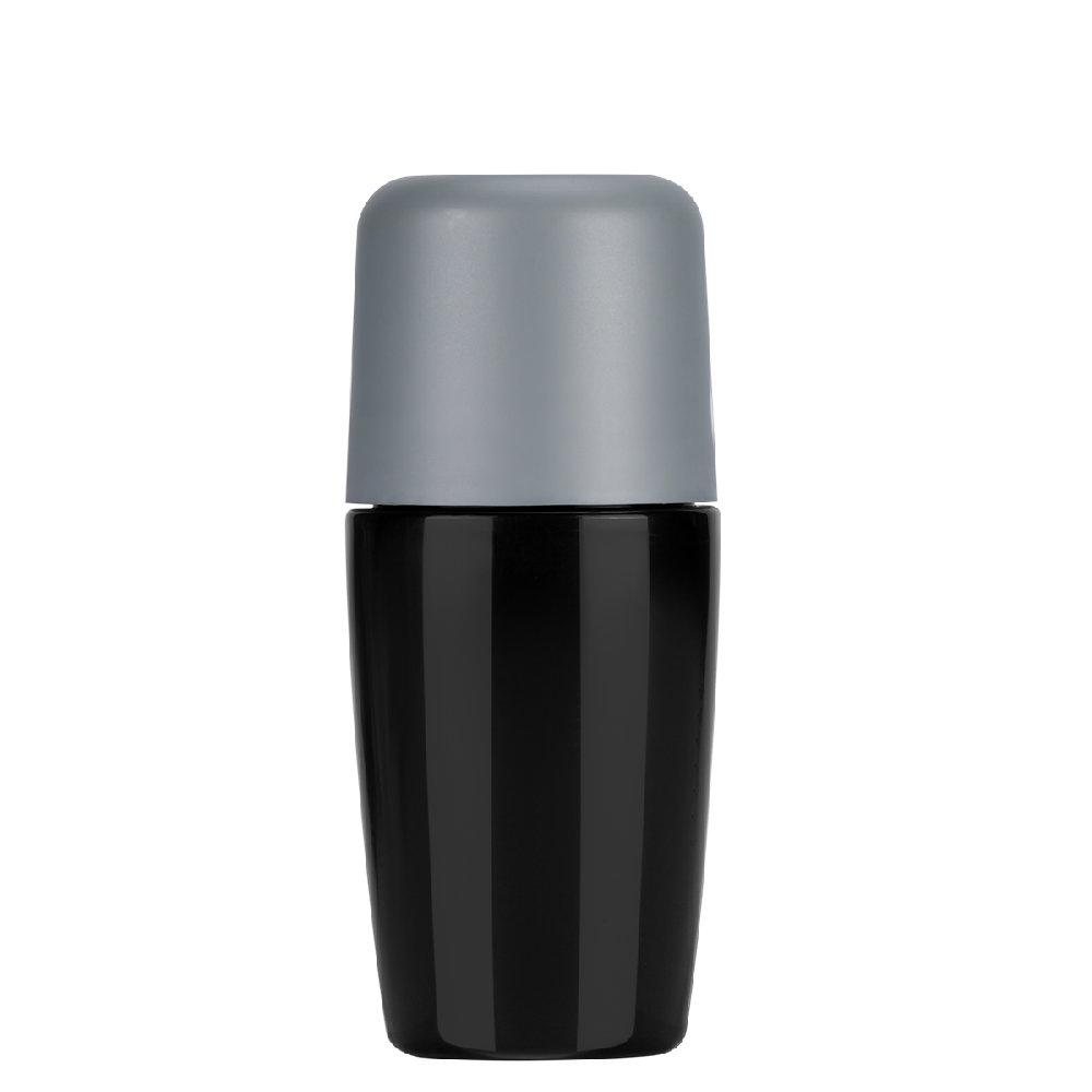 75 ml Black PP plastic Roll On Bottle with Pearl Grey Cap