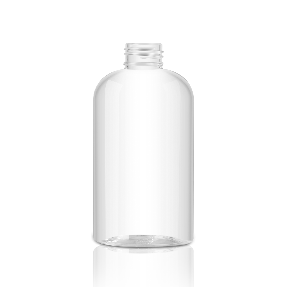 250ml PET Bostion round bottle for shampoo and plastic cosmetic packaging
