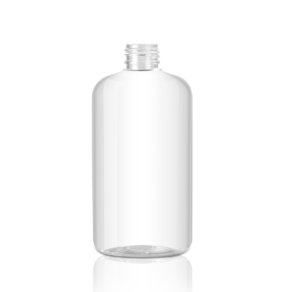 400ml PET Bostion round bottle for shampoo and plastic cosmetic packaging