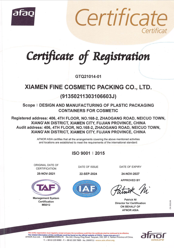 Latest Certificate of Registration ISO 9001:2015